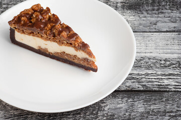 Sweet cake, dessert on a wooden white background