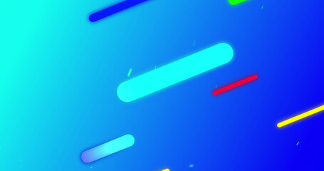 Illustration of multicolored spherocylinder shapes over abstract background, copy space