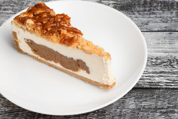 Sweet cake, dessert on a wooden white background