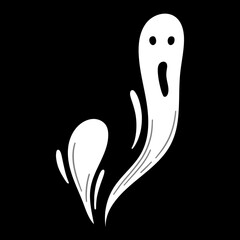 Flying Ghost. Hand Drawn Halloween Illustration