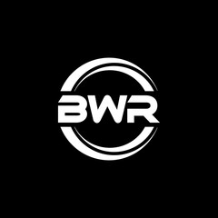 BWR letter logo design with black background in illustrator, vector logo modern alphabet font overlap style. calligraphy designs for logo, Poster, Invitation, etc.