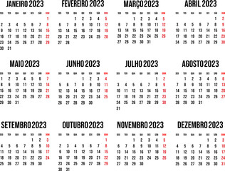 Calendar for 2023 year. Vector illustration. Template year planner.