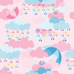 Seamless tartan plaid pattern in Umbrella , Rain Pink and Blur Color.