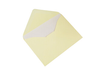 Envelope with blank white paper isolated on white background