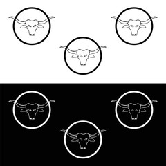 Circle bull animal logo design 