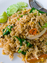 Fried rice thai food with vegetable delicious famous in Thaiand.