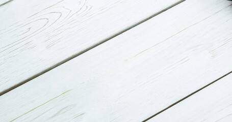 Full frame shot of white wooden table, copy space