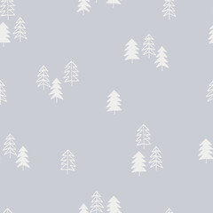 Obraz premium Seamless repeating pattern with snowy fir trees. Christmas, New Year, winter concept. Backound for for gift wrap, surface sign and other design projects