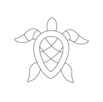 recommend clip art: Vector isolated sea turtle top view simple symbol colorless black and white contour line easy drawing