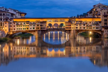 Acrylic prints Ponte Vecchio Ponte Vecchio bridge over Arno river at night, Florence, Italy