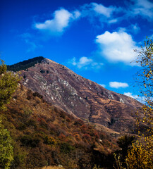 mountain landscape with blue sky and clouds