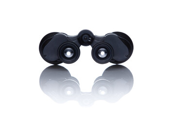 Binoculars isolated on white background. Front view.