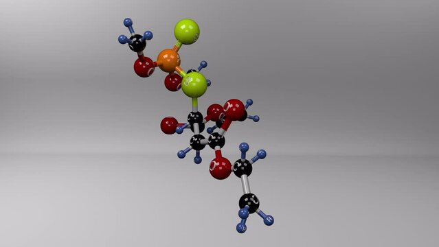 Malathion molecule. Molecular structure of carbophos, pesticide used in agriculture, as head lice treatment and mosquito eradication programs. Alpha channel.