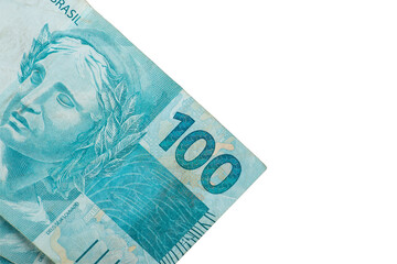 One hundred reais banknotes. Brazilian money. - 537298737