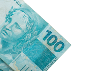 One hundred reais banknotes. Brazilian money.