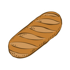 Loaf of bread. Wheat flour baked goods. Bakery and confectionery. Healthy food. Vector isolated art illustration isolated on a white background. Hand drawn sketch