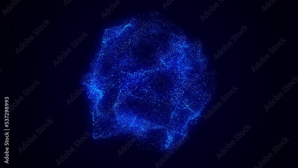 Fototapete Abstract blue sphere with connecting dots. Wireframe technology sphere of particles. Big data visualization. 3d rendering.