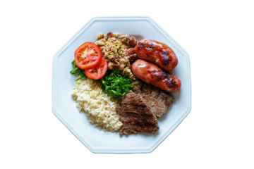 Plate of food with barbecue. Brazilian food