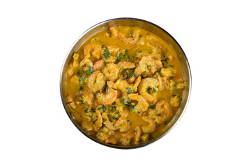 Shrimp moqueca in pan top view