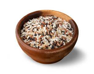 Raw assorted rice in a bowl isolated over white background