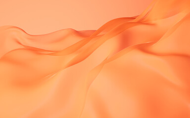 Flowing orange cloth background, 3d rendering.