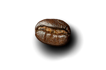 Coffee bean roasted isolated on transparent background.