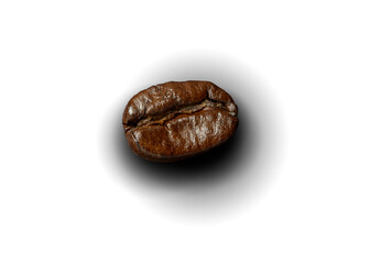 Coffee bean roasted isolated on transparent background.