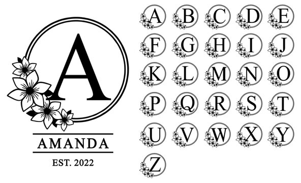 Monogram Font, Monogram Letters, Flower Monogram, Monogram Alphabet, Floral Alphabet,  