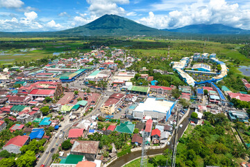 Nabua, Camarines Sur, Philippines - Aerial of the town of Nabua, with Mount Iriga in the...
