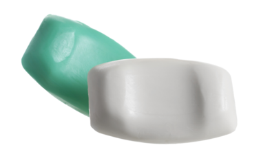 Soap bar white and green isolated on white