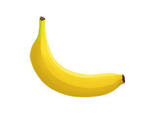 Banana. Fresh yellow tropic fruit. Realistic illustration isolated on white background. Icon clip art.