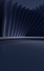 Dark room with geometric structure, 3d rendering.