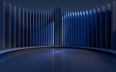 Fototapeta premium Dark room with geometric structure, 3d rendering.