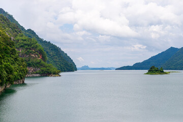 View of the river and the sky among the mountains