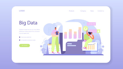 Big data analytics web banner or landing page. Big data based