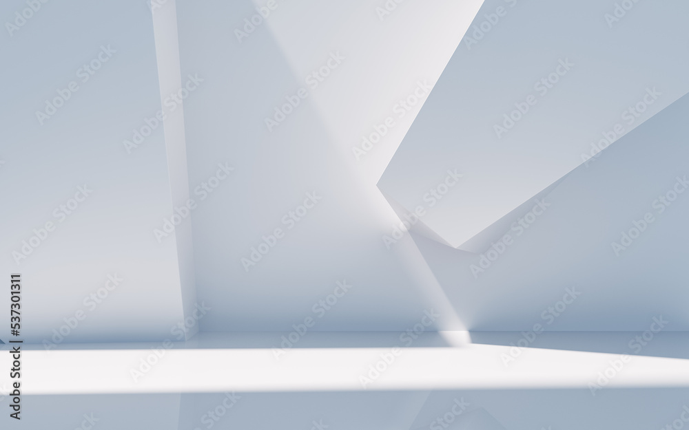 Poster empty building structure with geometric structure, 3d rendering.