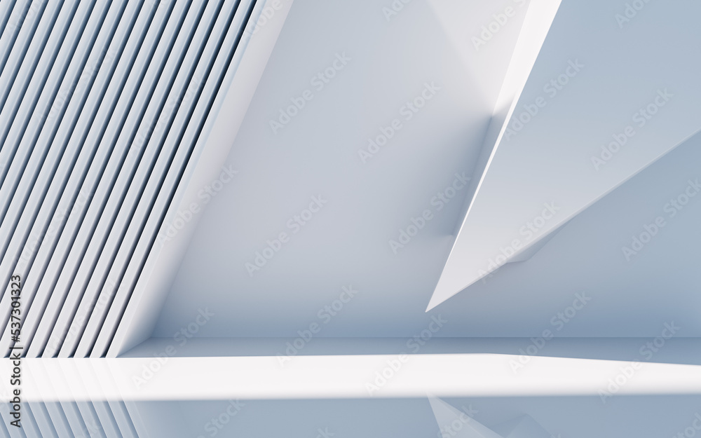 Poster empty building structure with geometric structure, 3d rendering.