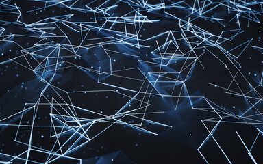 Glowing blue digital lines, 3d rendering.