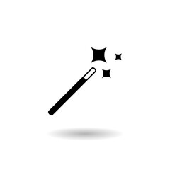 Star magic wand icon logo with shadow