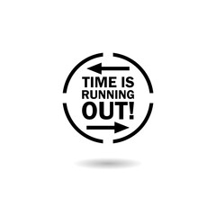 Time is running out clock icon logo with shadow