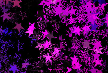 Obraz na płótnie Canvas Dark Purple, Pink vector pattern with christmas snowflakes, stars.