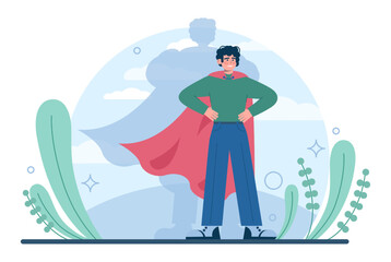 Bravery concept. Challenge overcoming, taking a risk to achieve