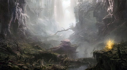 Illustration Mystical Beautiful Lost Forest 