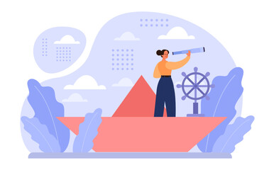 Future concept. Character searching for future opportunities