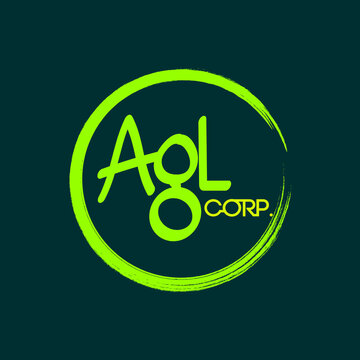 Handwritten logo with initials AGL with green color