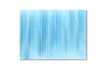 Light blue nature background texture of painted wood vertical boards on a white background. 