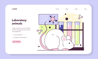 Animal testing web banner or landing page. Genetic engineering