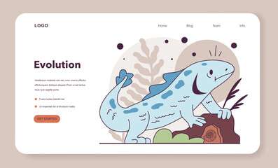 Evolution of life forms on Earth concept. Ancient extinct reptile