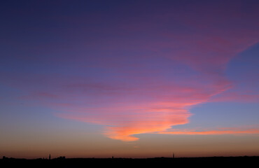 Colorful sunset in the city of Seville, Spain