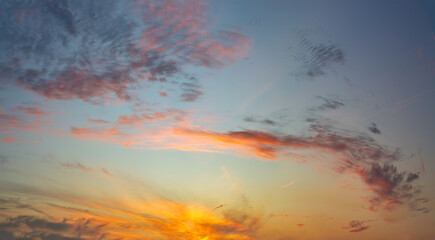 Attractive colorful sunset with cloudy sky.